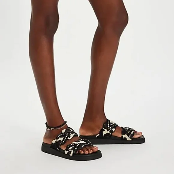 FREE PEOPLE Hair Hide Studded Sandals Cow Hair On - Picture 8 of 8